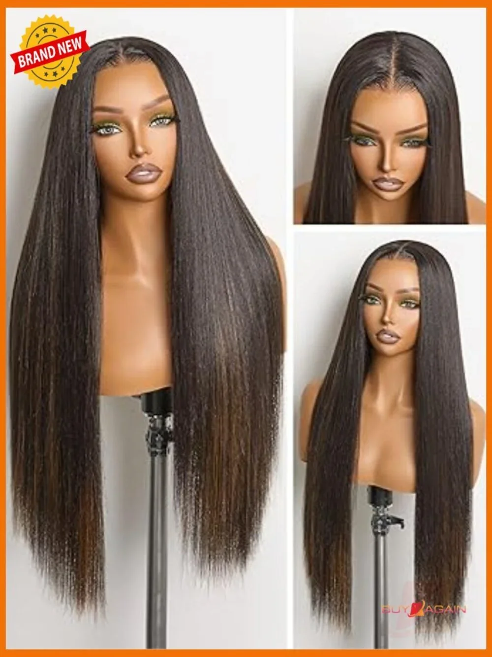 Silky Straight Glueless Lace Wig 28 Inch HD Lace Human Hair Blend Beginner